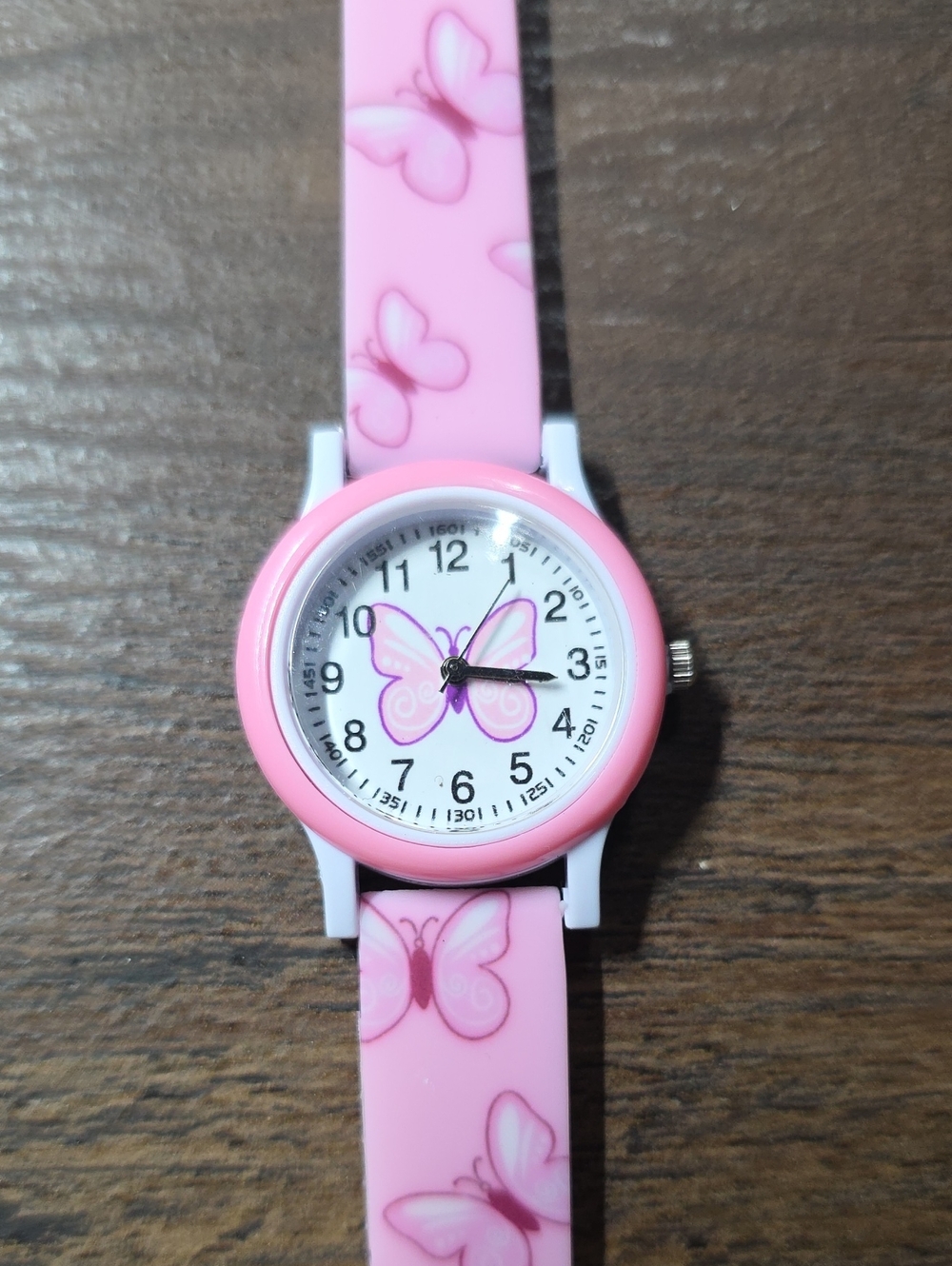 Kids Pink Butterfly Analog Watch - Unbranded